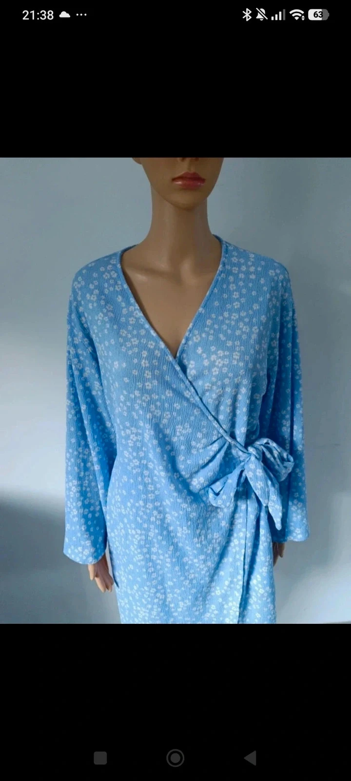 Robe portefeuille Esmara 38/40 bleue à fleurs manches longues – photo 2